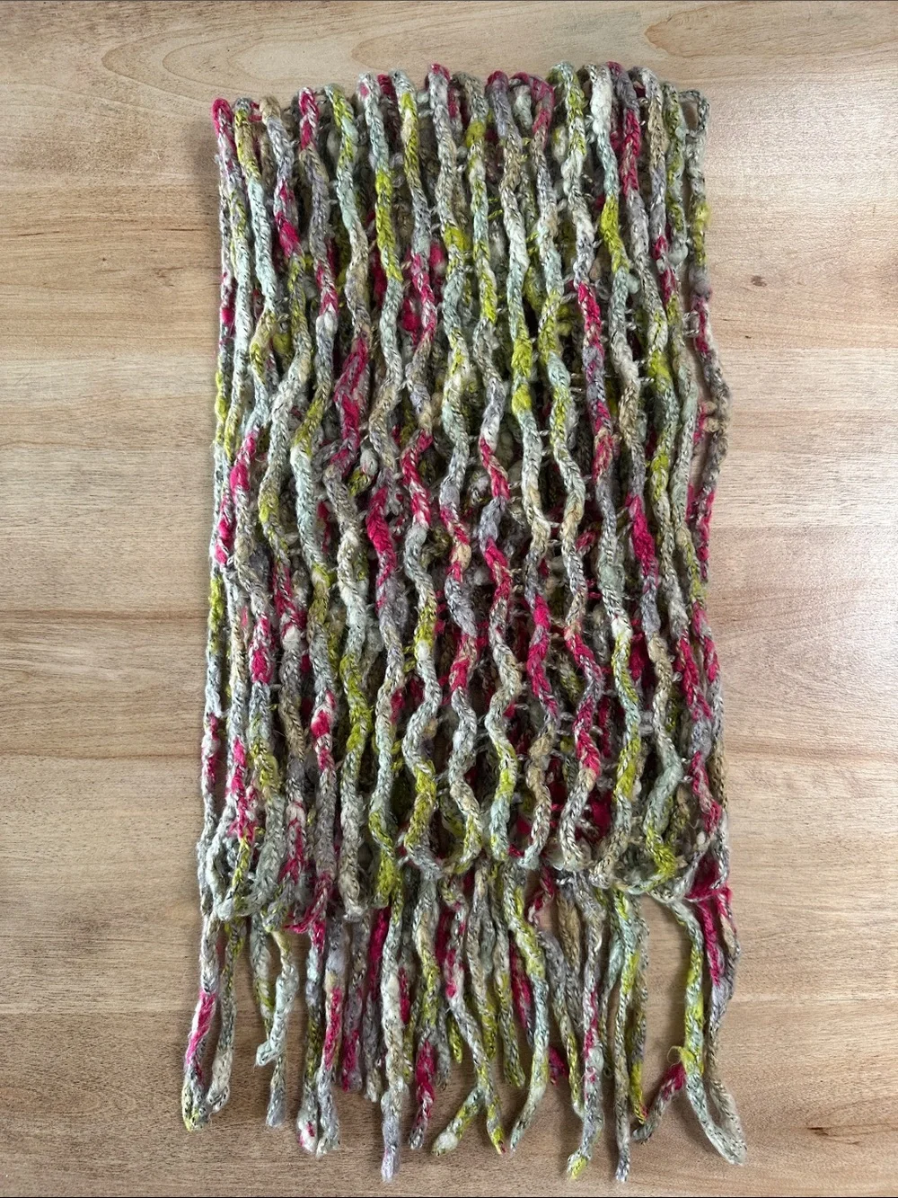 Staring at Stars Chunky Open Knit Fringe Scarf Boho OS